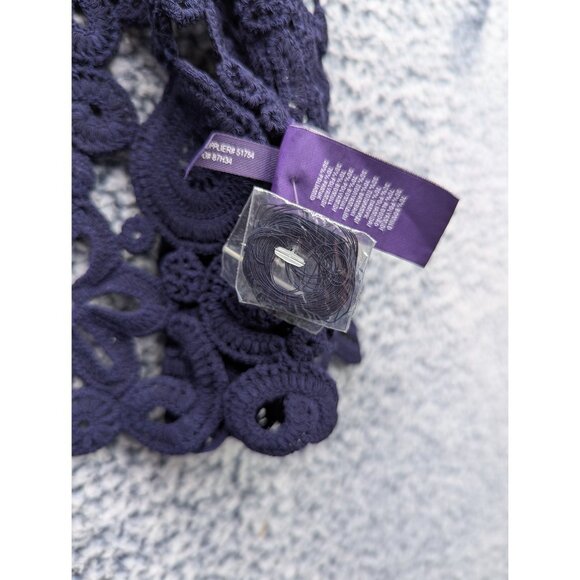 Ralph Lauren Purple Label Hand Crochet Floral Balero Size S Cardigan Formal Blue - Picture 11 of 12